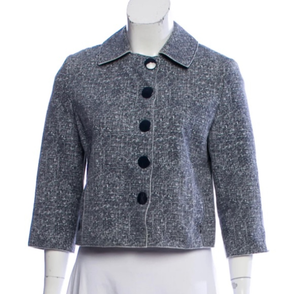 Women's Gray Textured Button-Front Jacket